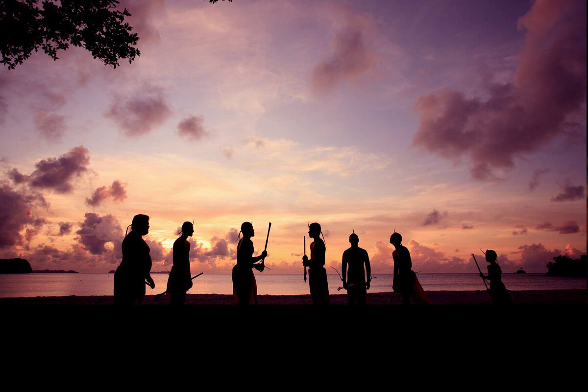 Palau dancers at sunset